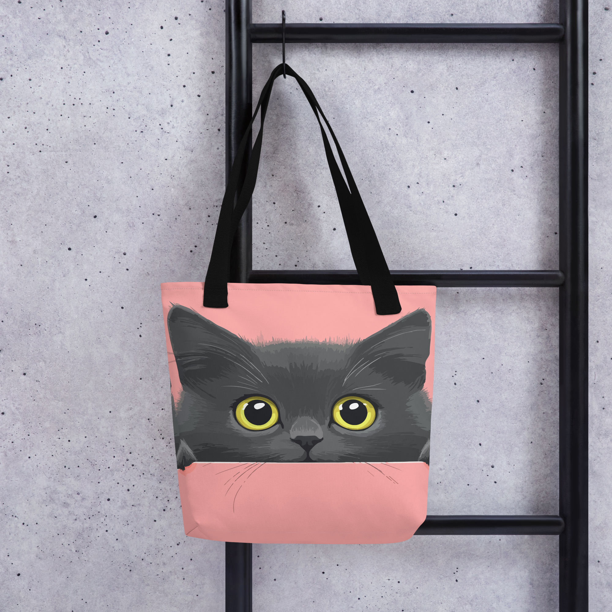 Comical cat peeking Tote bag