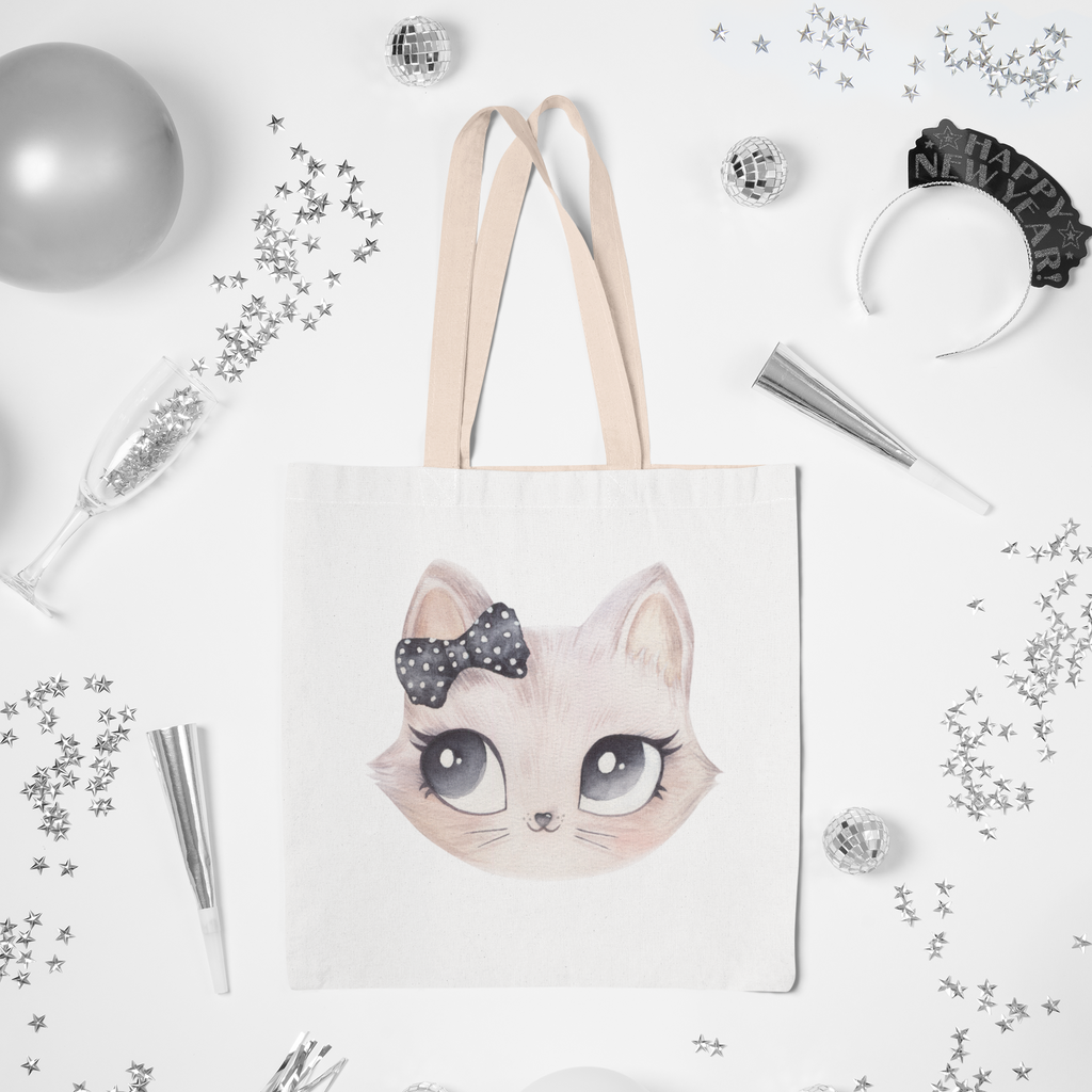 Cat with bow Tote bag