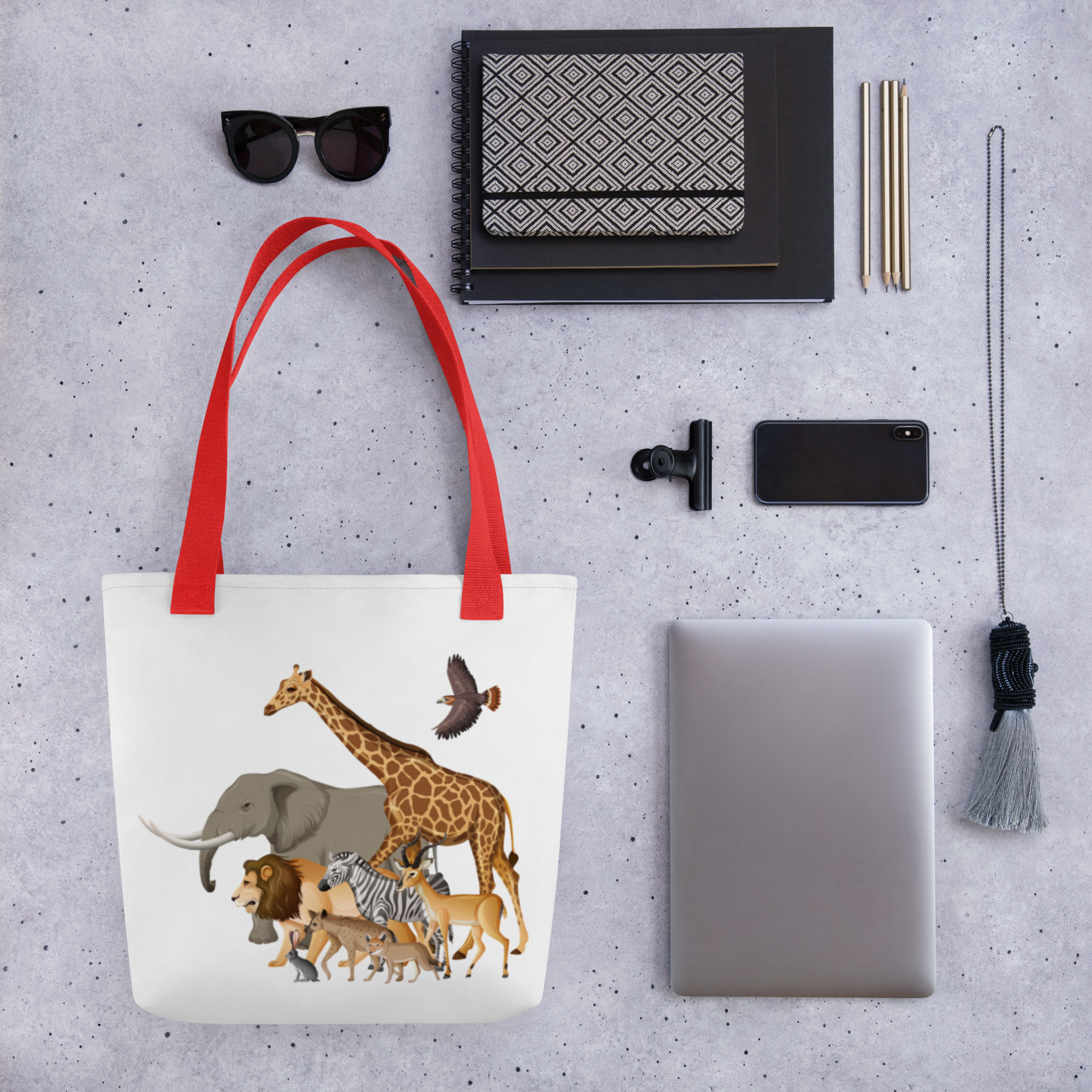 Wild Animals Walking Together Tote bag
