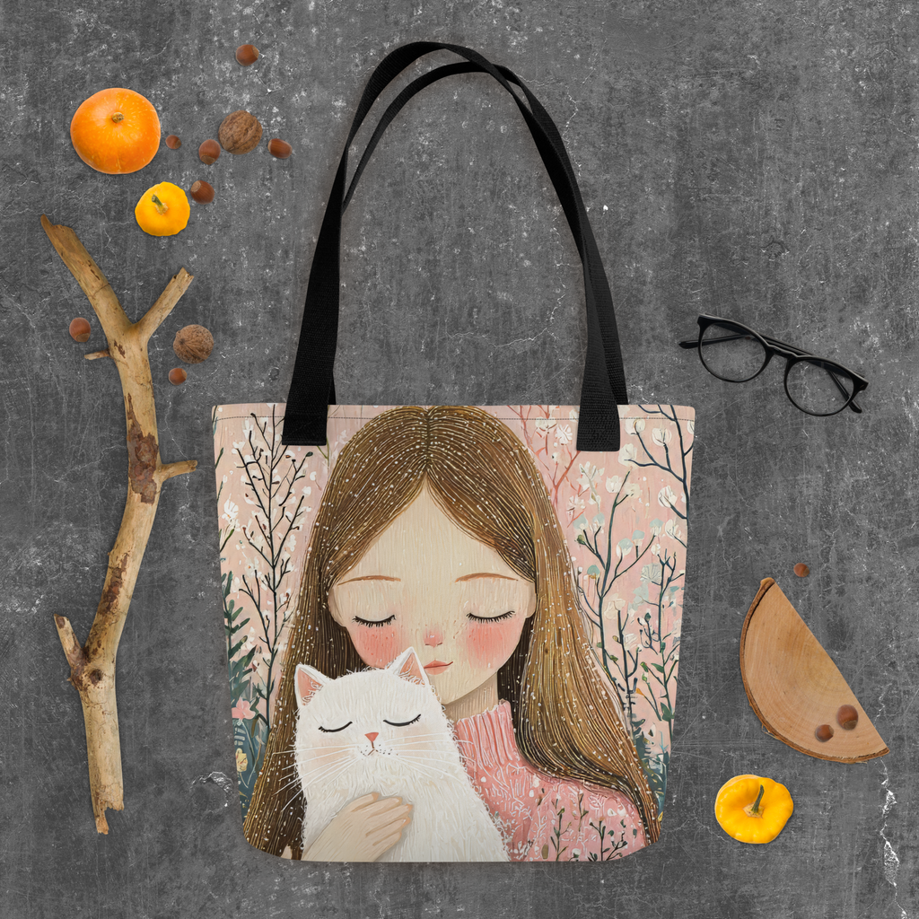 Girl and Cat Tote bag