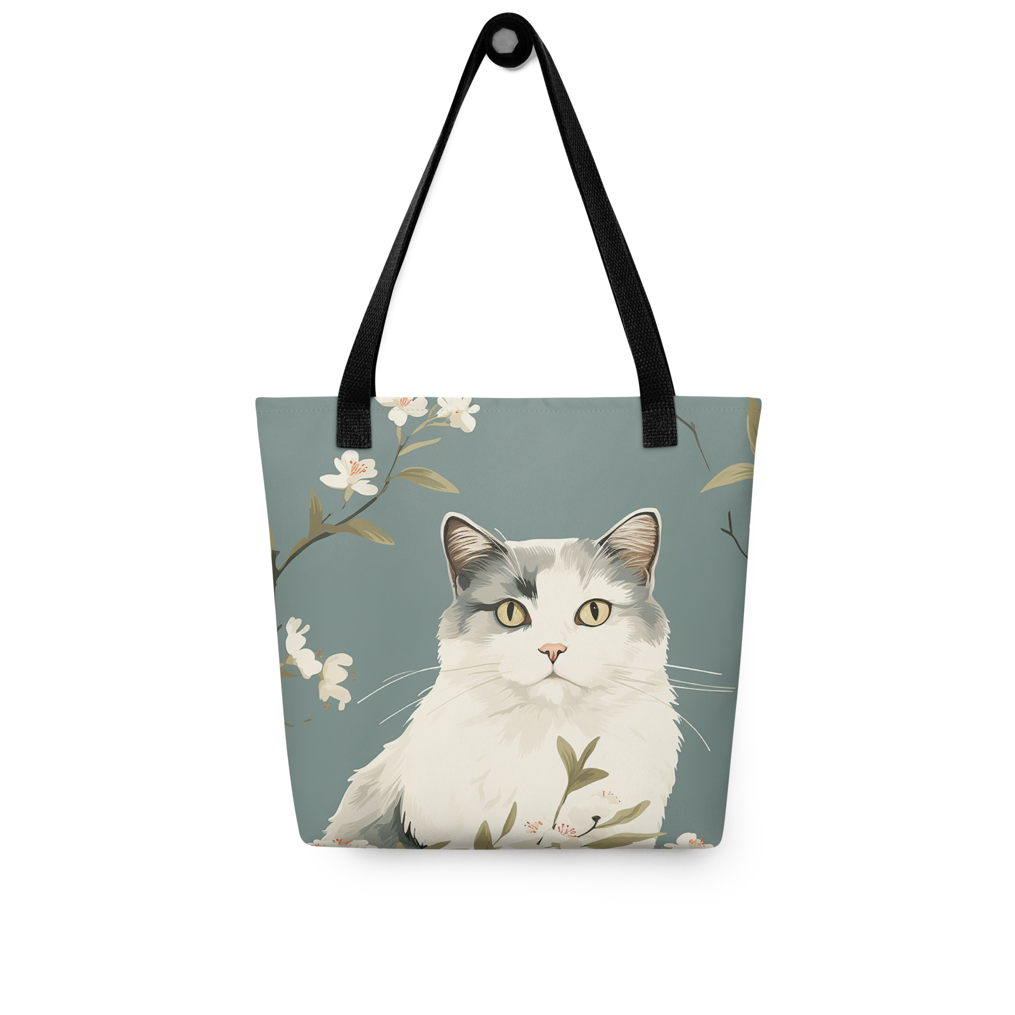 Cat and floral Tote bag