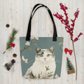 Cat and floral Tote bag