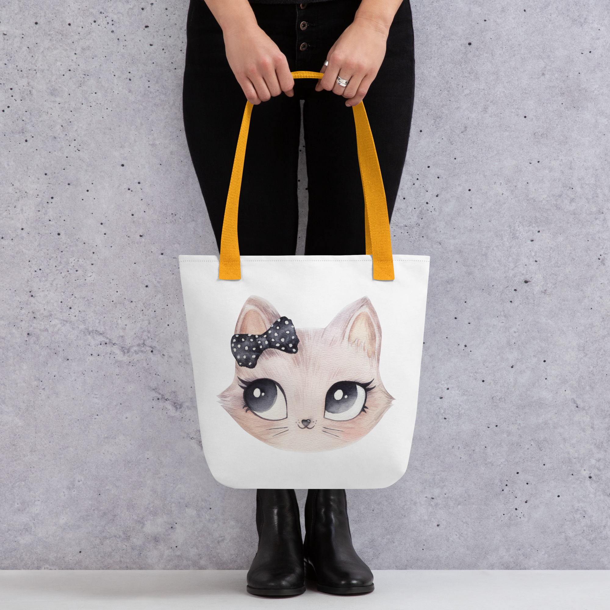 Cat with bow Tote bag