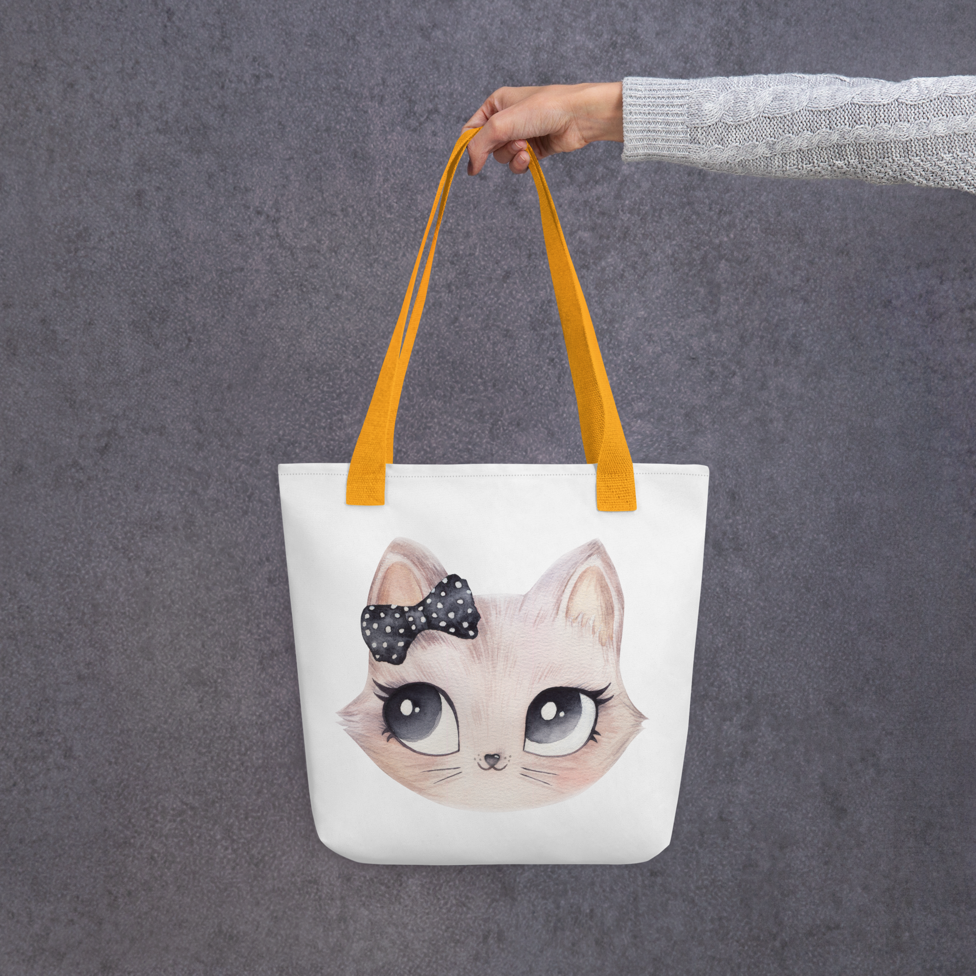 Cat with bow Tote bag