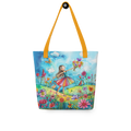 Girl with birds and flowers Tote bag