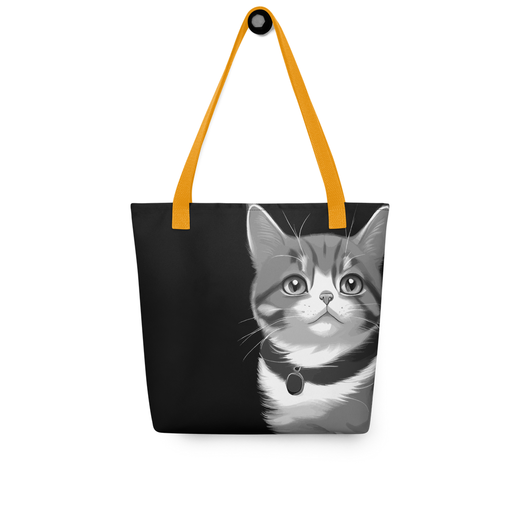 Cat close up striking eyes tote bag