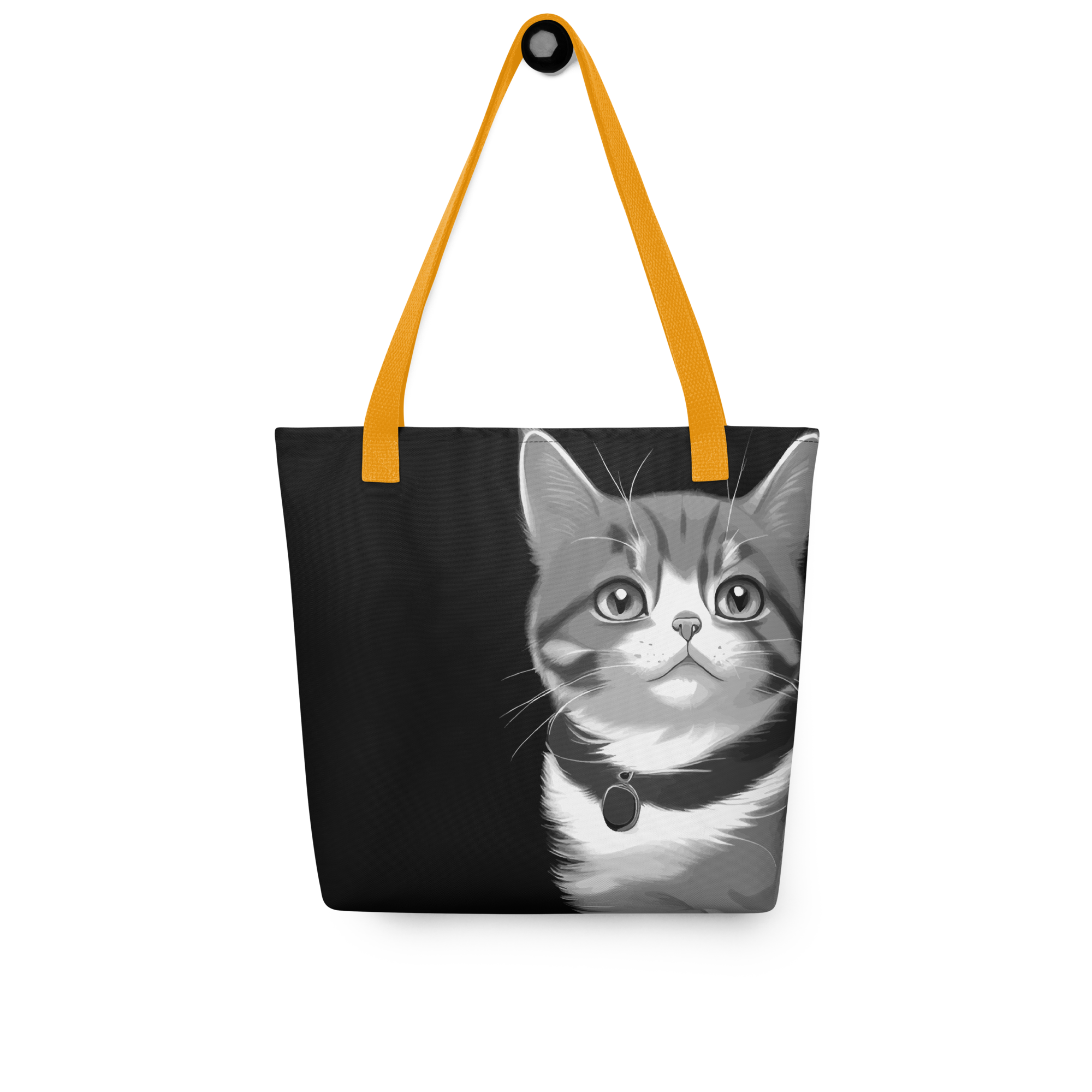 Cat close up striking eyes tote bag