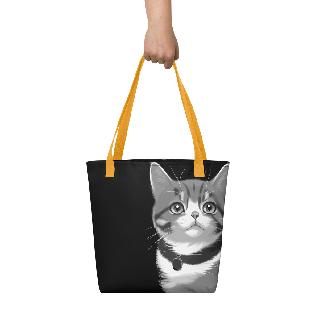 Cat close up striking eyes tote bag