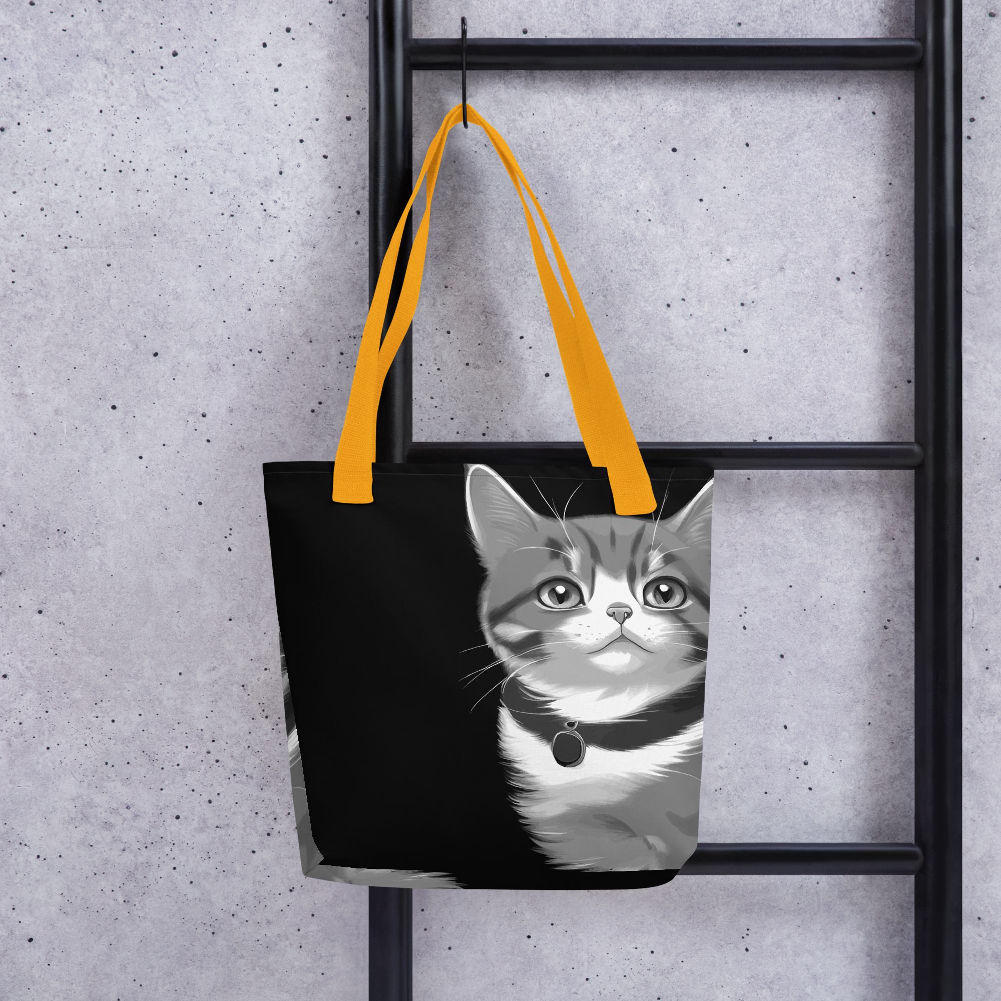 Cat close up striking eyes tote bag
