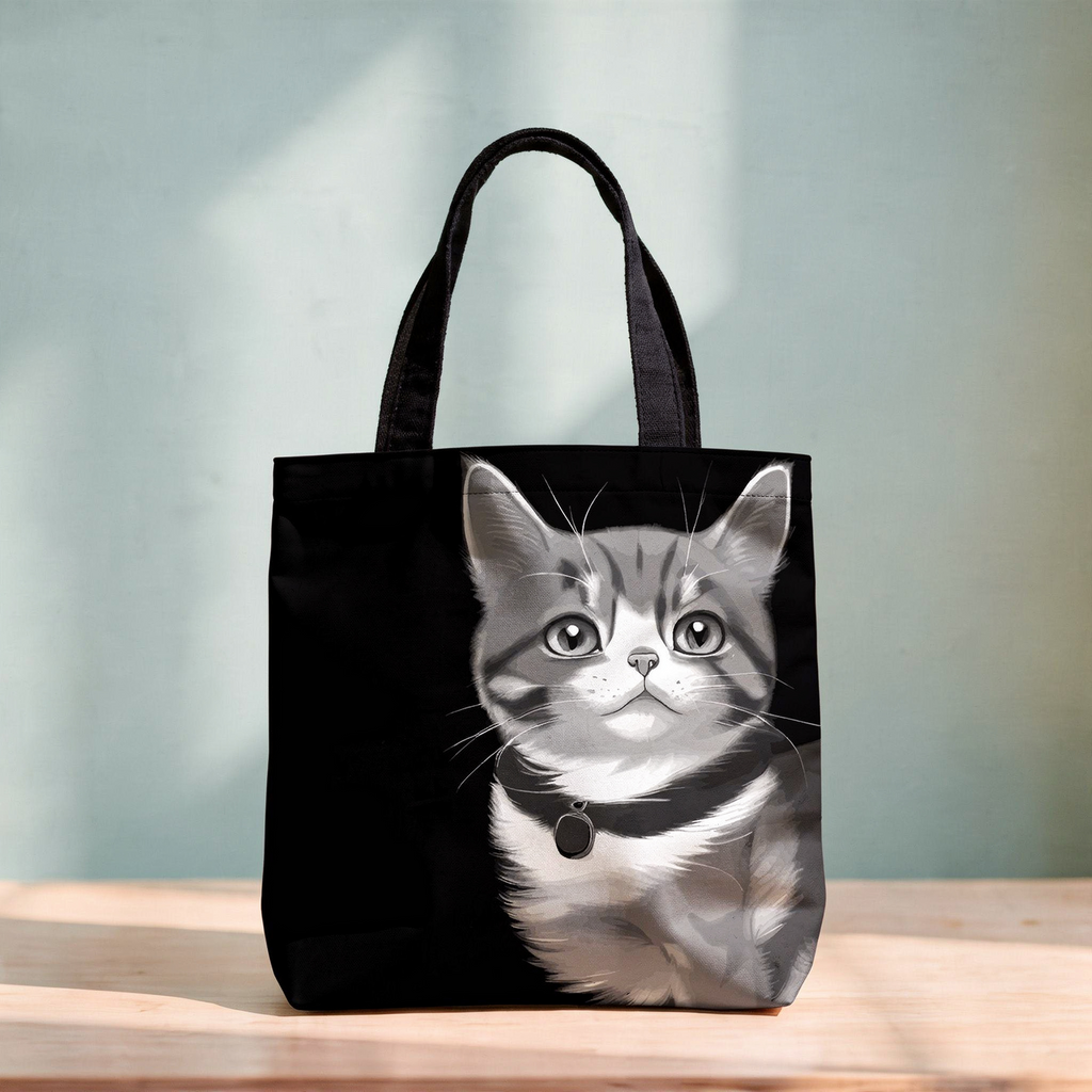 Cat close up striking eyes tote bag
